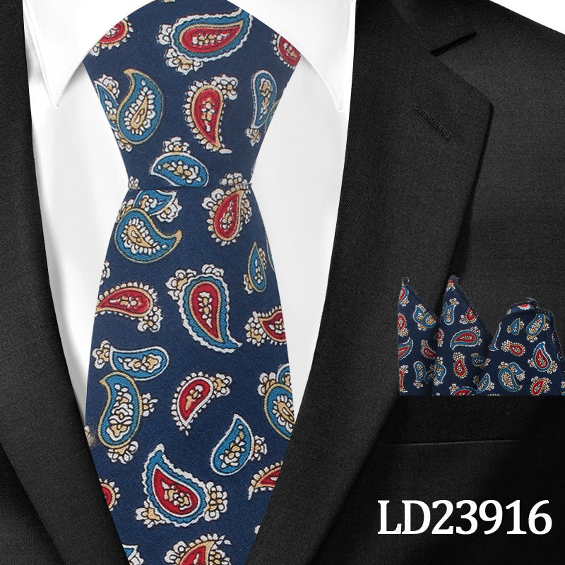 Casual Cotton Floral Print 6cm Casual Tie Pocket Square Suit LD23916 GlamzKart