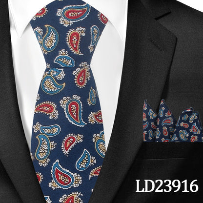 Casual Cotton Floral Print 6cm Casual Tie Pocket Square Suit LD23916 GlamzKart