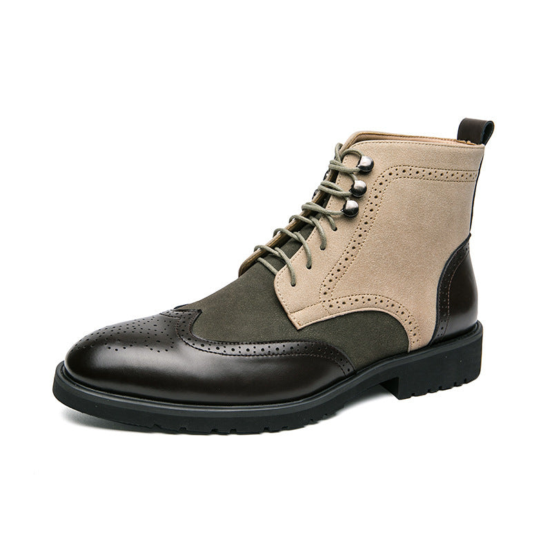 New Motorcycle Leather Boots Men's Fashion Plus Size Lace Up Denim GlamzKart