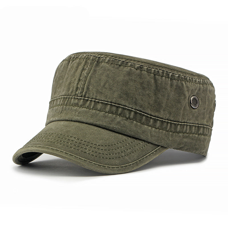 All-match Flat Top Military Cap Men And Women Army Green Adjustable GlamzKart