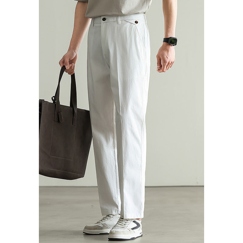Cotton Blended Elasticated Slacks Men's Straight GlamzKart