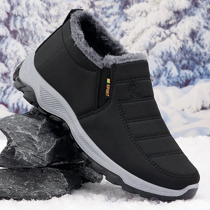 Cotton-padded Shoes Men's Fleece-lined Thick Leisure Warm Snow Boots GlamzKart