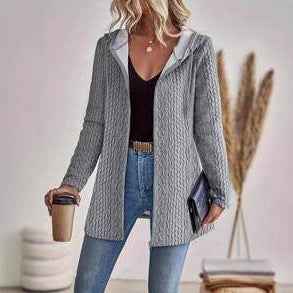 Casual Loose-fitting Women's Hoodie With Drawstrings Jacket Coat