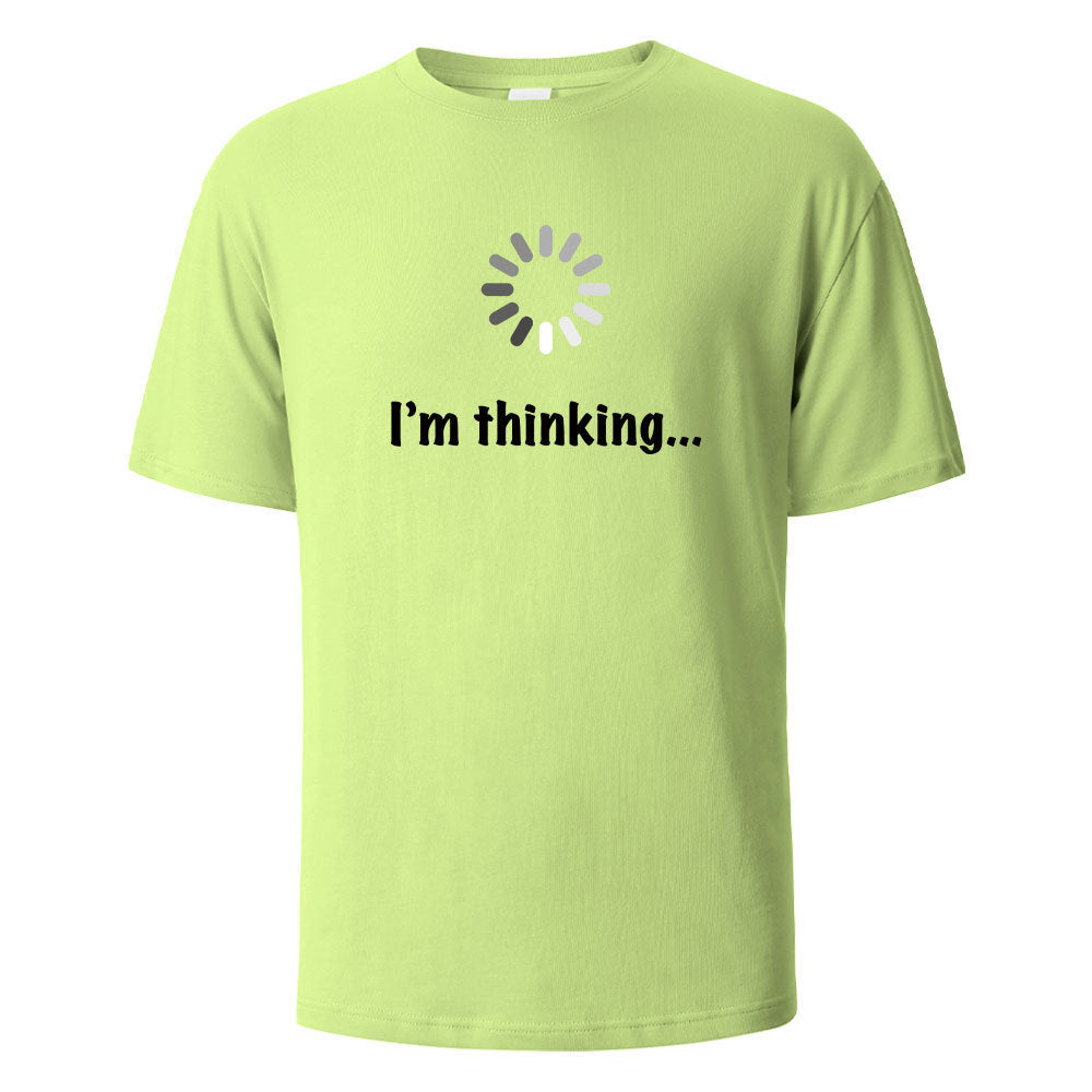 I'm Thinking About Interesting Printed T-shirt Green GlamzKart