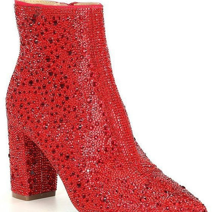 Rhinestone Pointed Toe Fashion Ankle Boots GlamzKart