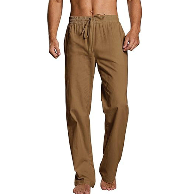 Cotton And Linen Loose Elastic Drawstring Waist Trousers GlamzKart