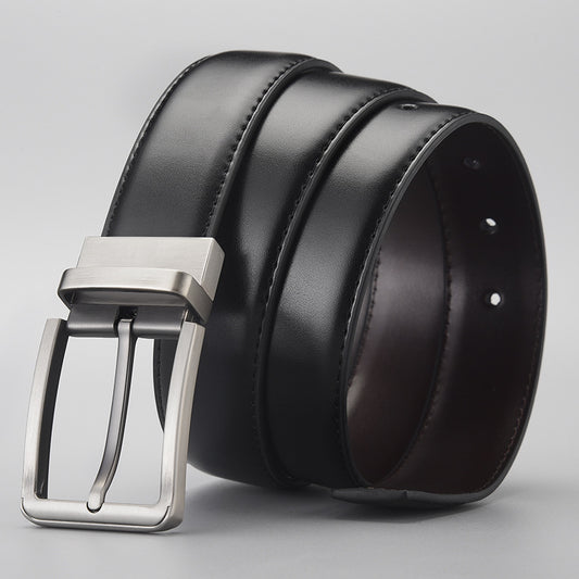 Gentleman Business Style Men's Leather Business Rotation Pin Buckle Belt GlamzKart