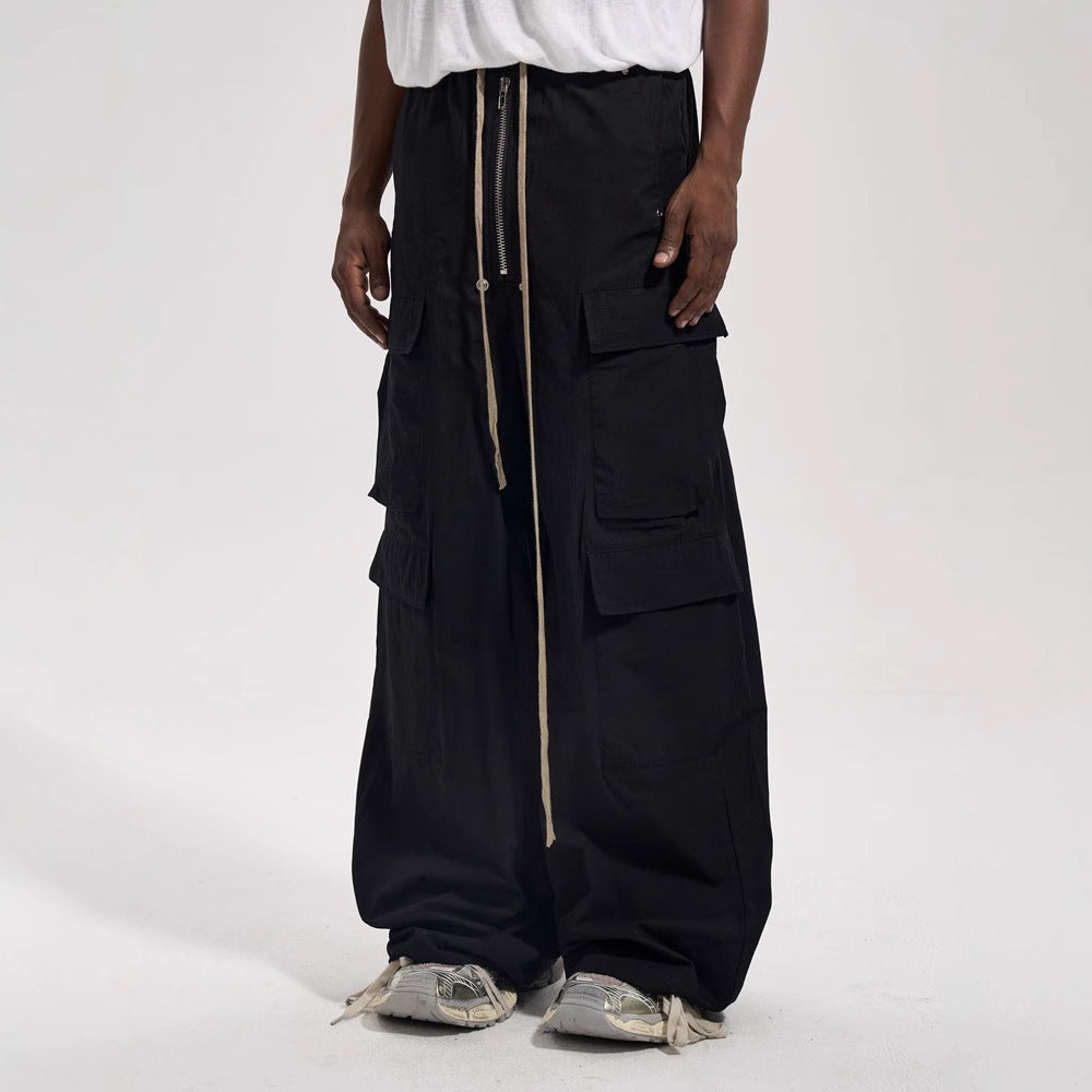 Side Pocket Loose Mop Tooling Flared Casual Pants GlamzKart