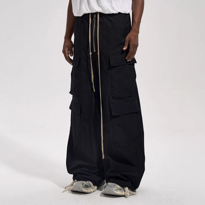 Side Pocket Loose Mop Tooling Flared Casual Pants GlamzKart