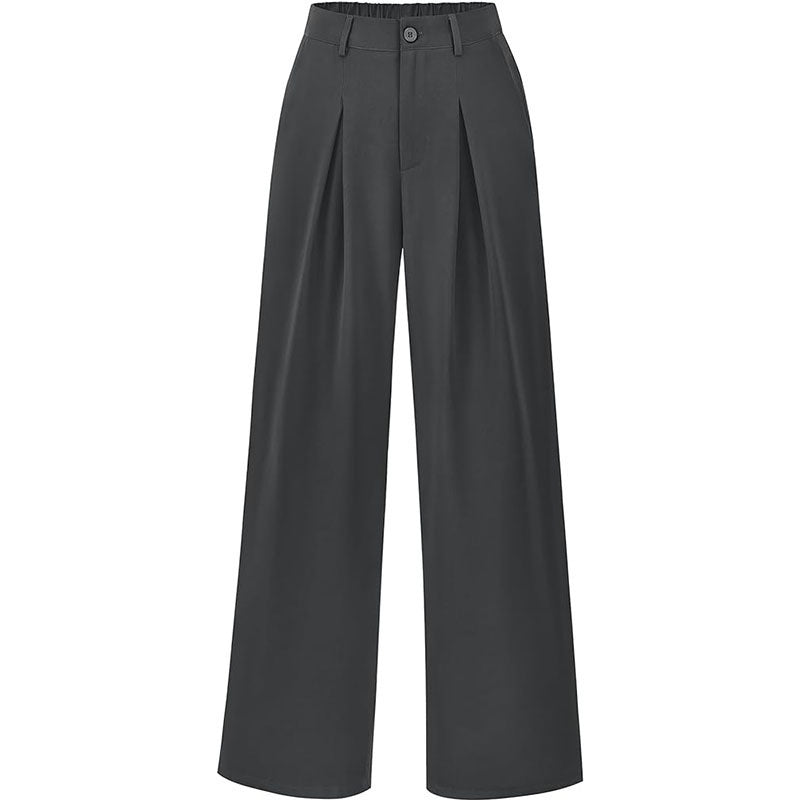 Work Commute Business Style Loose Casual Formal Wear Wide-legged Pants Gray GlamzKart