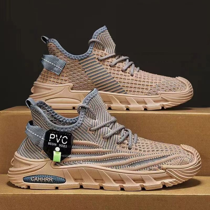 Fashion Men's New Breathable Mesh Thin Section Sneaker Coffee Color GlamzKart