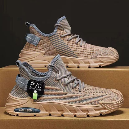 Fashion Men's New Breathable Mesh Thin Section Sneaker Coffee Color GlamzKart