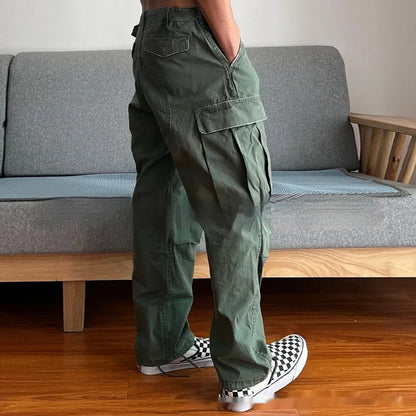 Men's Large Loose Pockets Wear-resistant Washing Paratrooper Pants GlamzKart