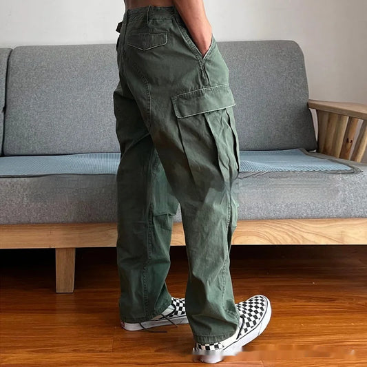 Men's Large Loose Pockets Wear-resistant Washing Paratrooper Pants GlamzKart
