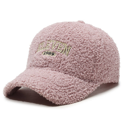 Winter Lambskin Thickened Warm Baseball Cap Purple Adjustable GlamzKart
