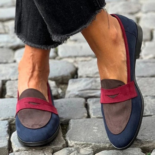 Round Toe Loafers Suede Color Matching GlamzKart